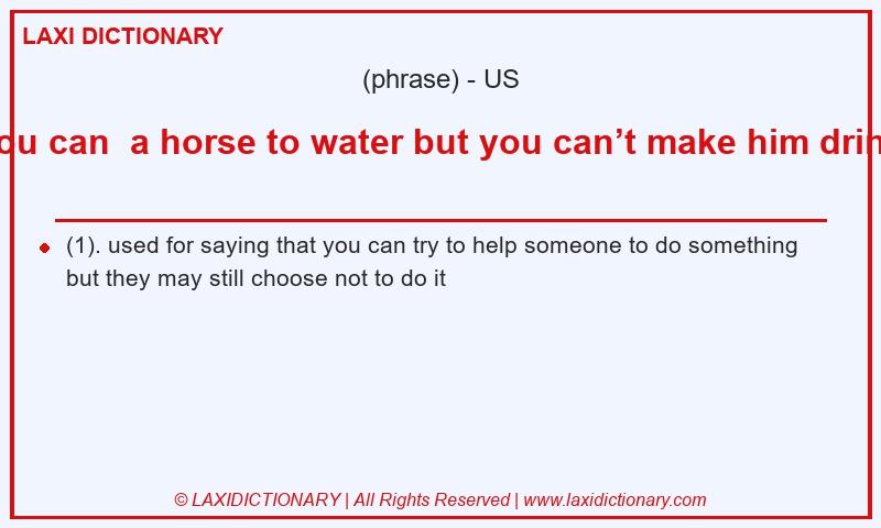 Definition you can  a horse to water but you can’t make him drink in American English