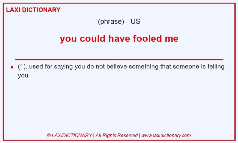 Definition you could have fooled me in American English