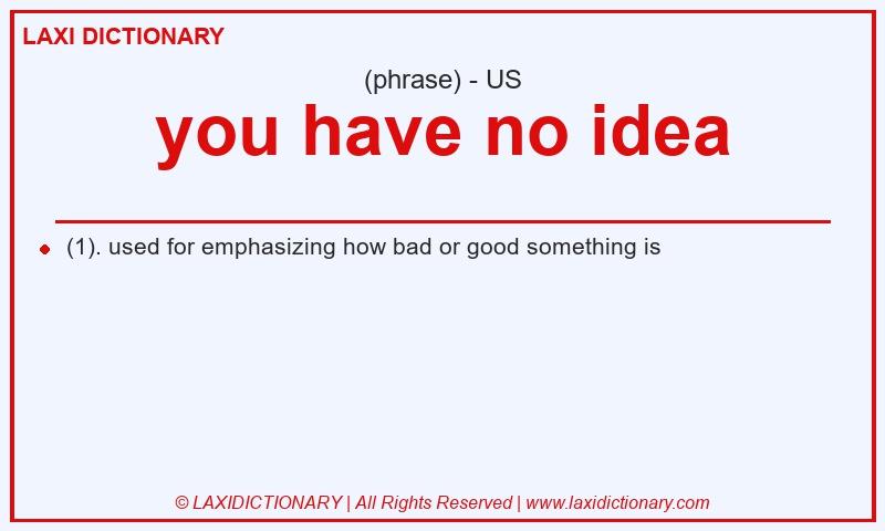 Definition you have no idea in American English