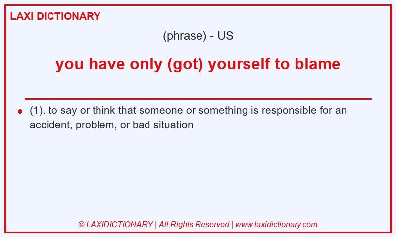 Definition you have only (got) yourself to blame in American English