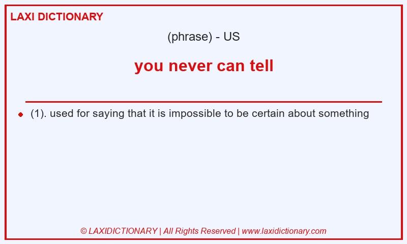 Definition you never can tell in American English