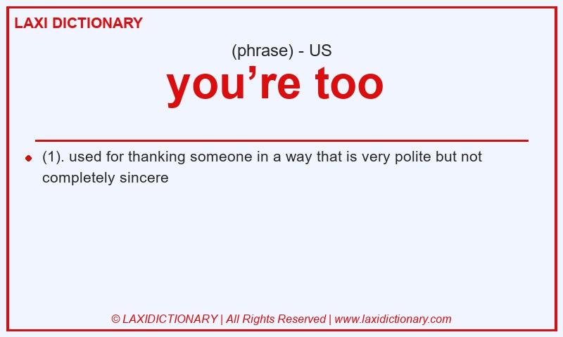 Definition you’re too  in American English