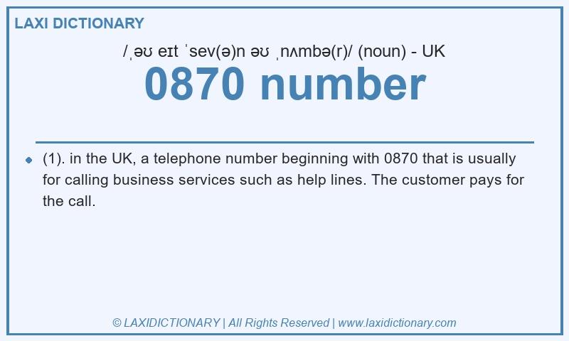 Definition 0870 number in British English