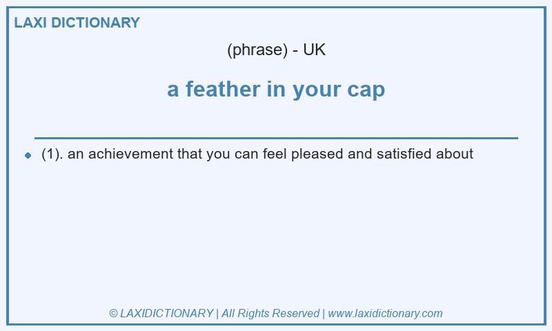 Definition a feather in your cap in British English