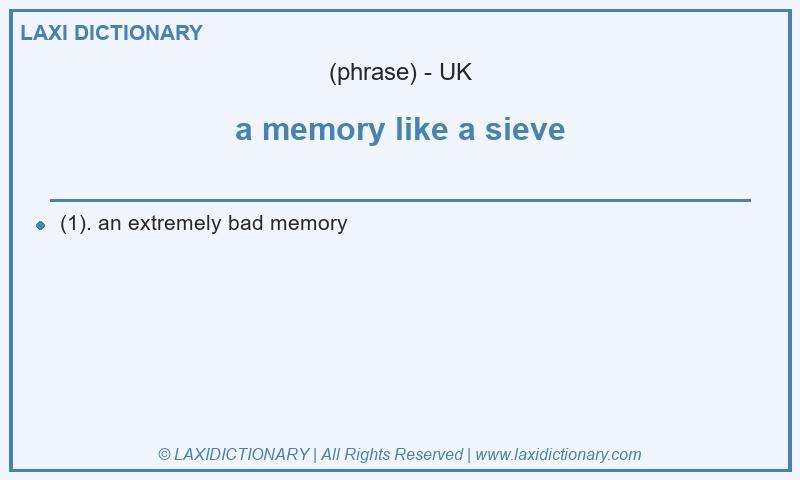 Definition a memory like a sieve in British English