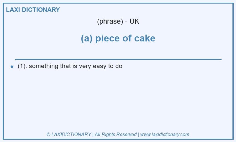 Definition (a) piece of cake in British English
