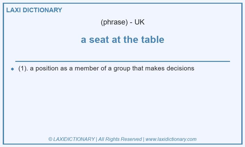 Definition a seat at the table in British English