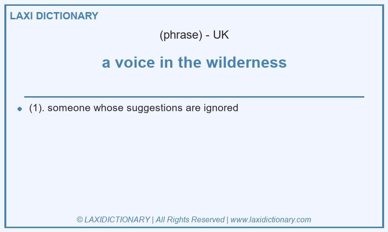 Definition a voice in the wilderness in British English