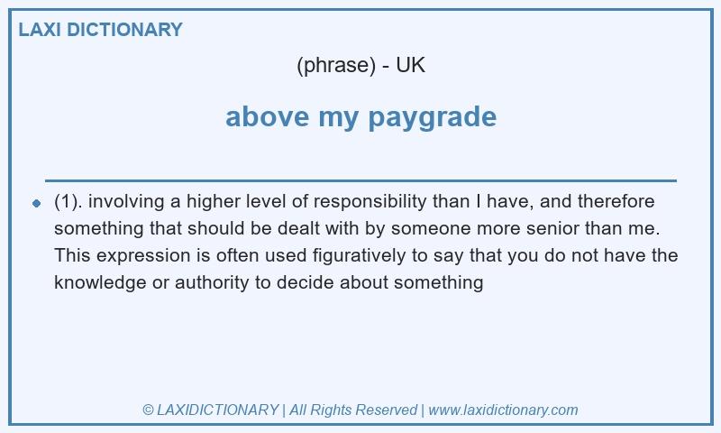 Definition above my paygrade in British English
