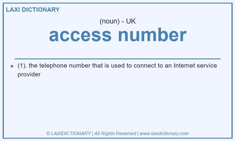 Definition access number in British English