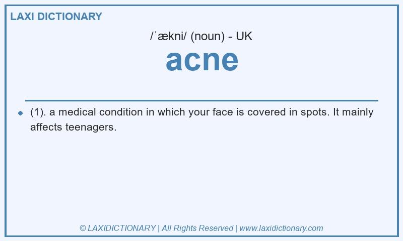 Definition acne in British English