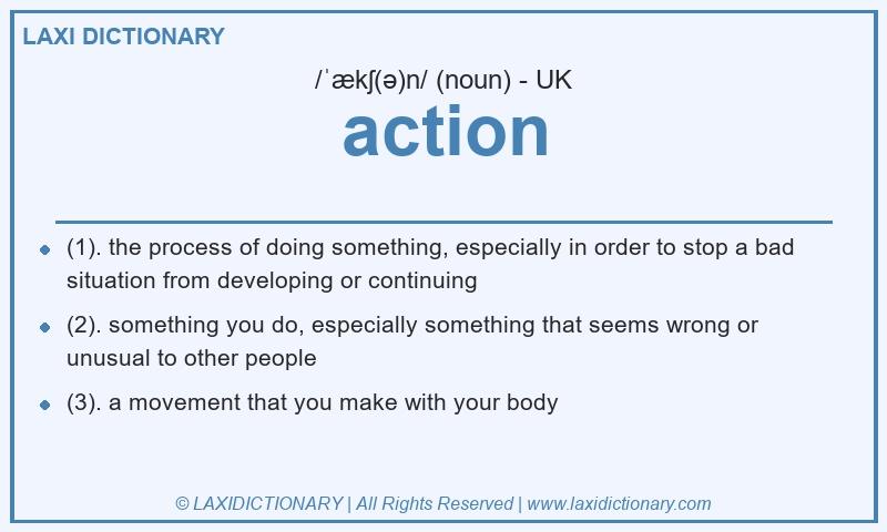 Definition action in British English