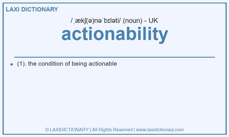 Definition actionability in British English
