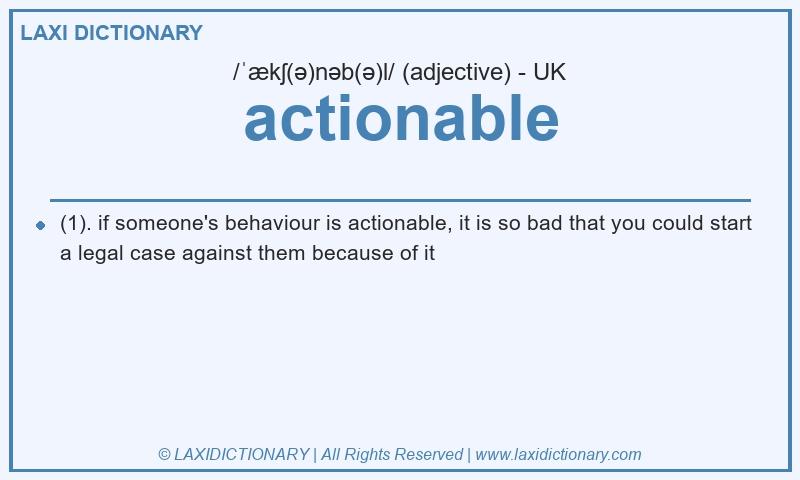 Definition actionable in British English