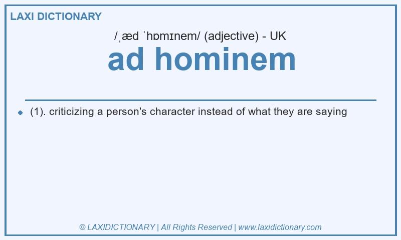 Definition ad hominem in British English