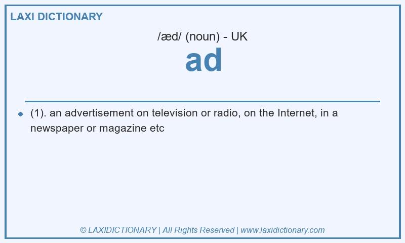 Definition ad in British English