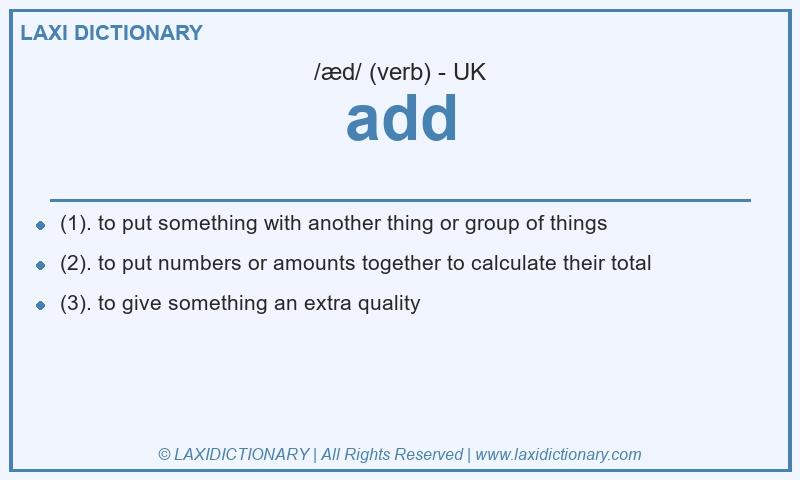 Definition add in British English