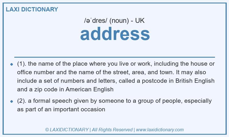 Definition address in British English