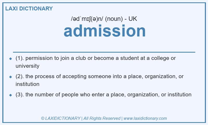 Definition admission in British English