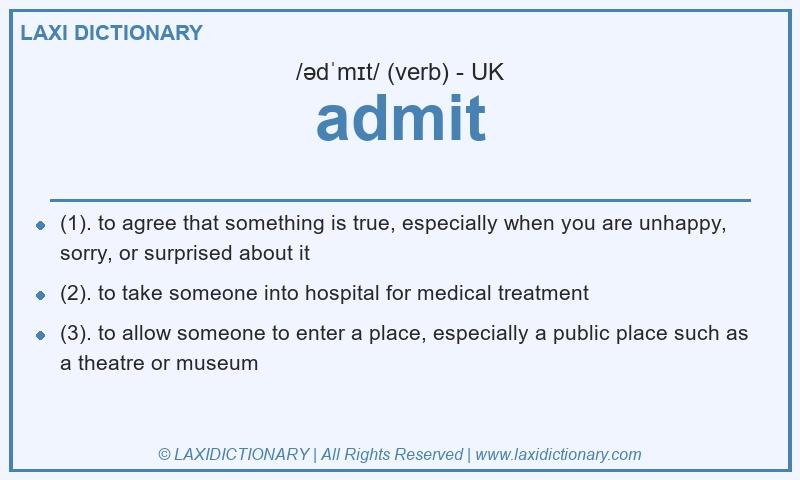 Definition admit in British English