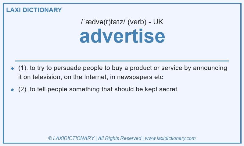 Definition advertise in British English