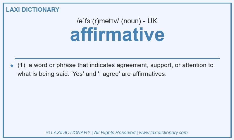Definition affirmative in British English