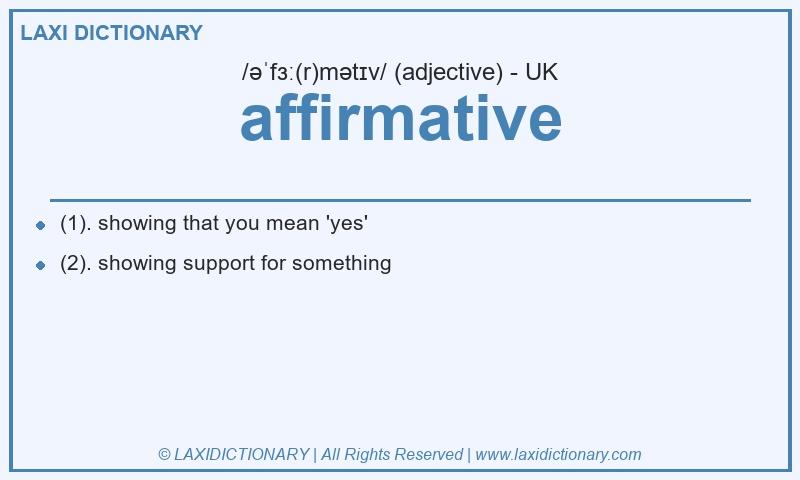 Definition affirmative in British English
