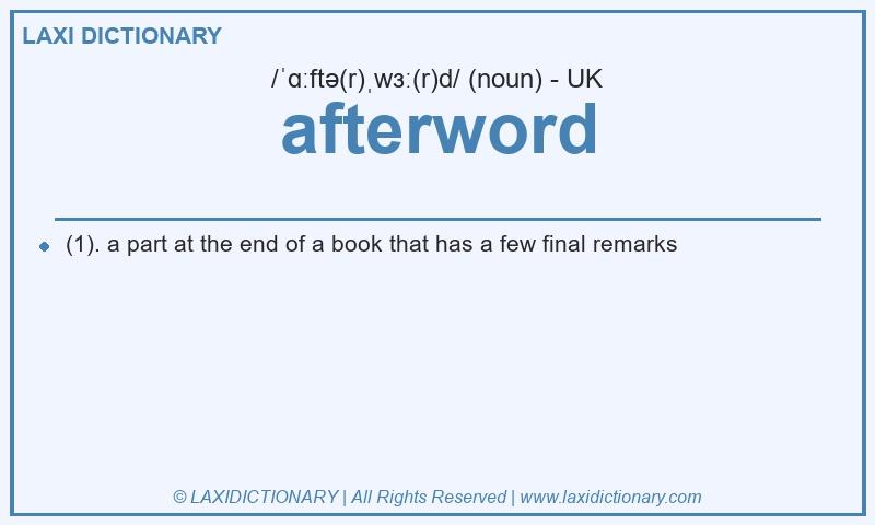 Definition afterword in British English