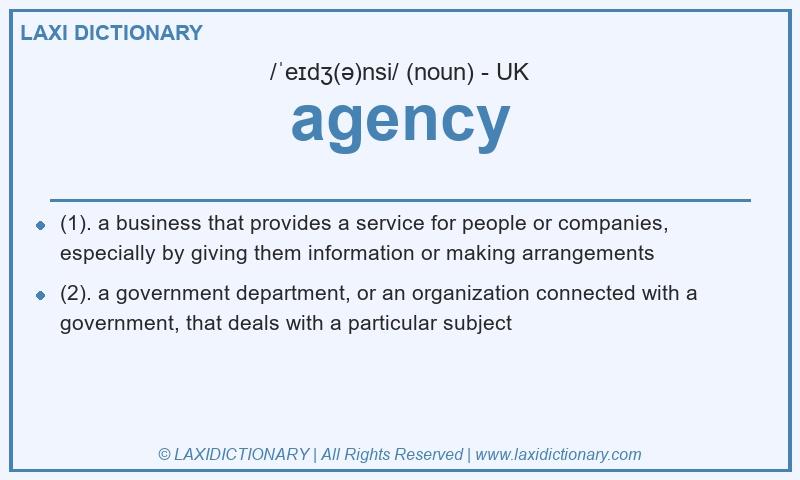 Definition agency in British English