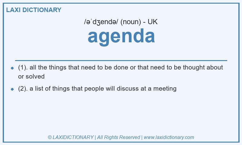 Definition agenda in British English