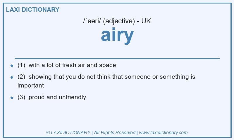 Definition airy in British English