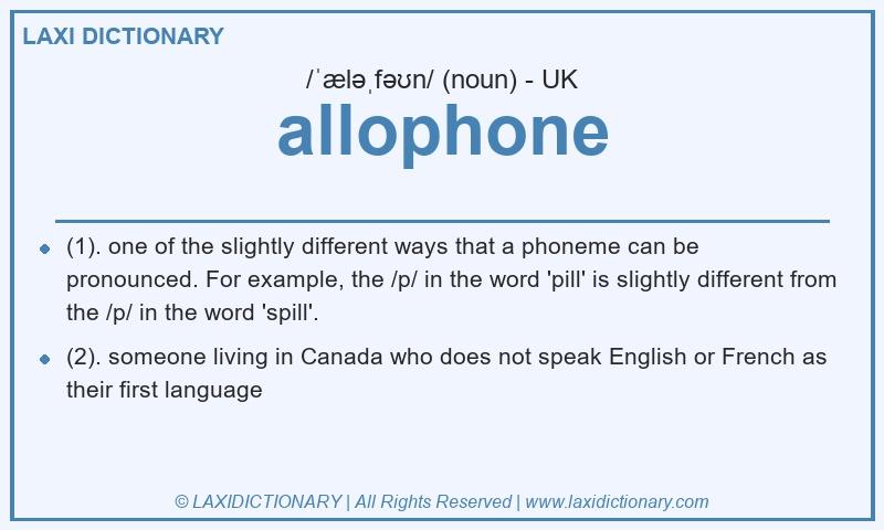 Definition allophone in British English