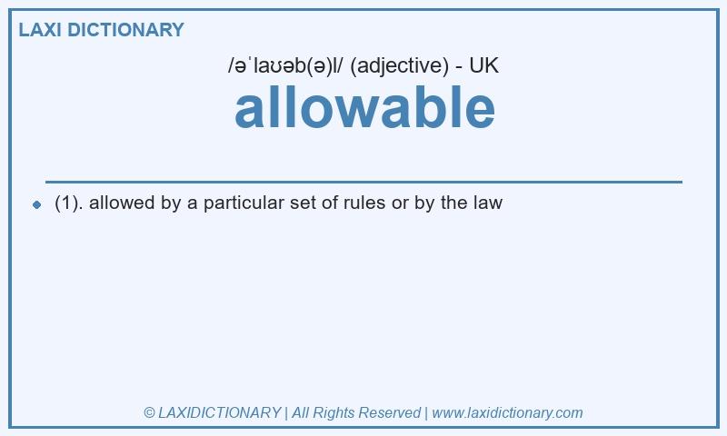 Definition allowable in British English