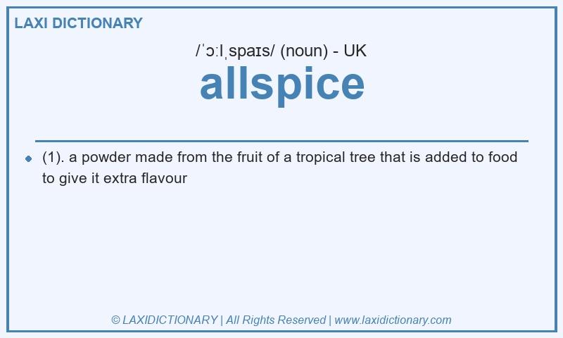 Definition allspice in British English