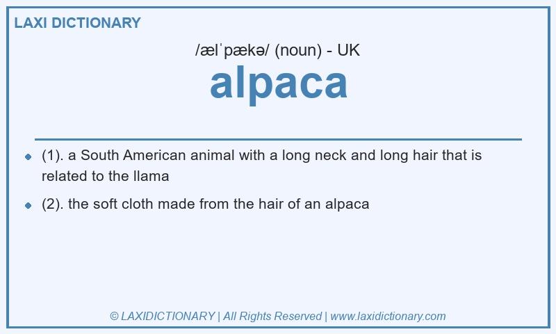 Definition alpaca in British English