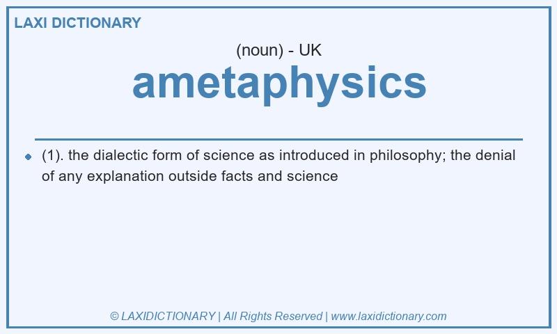 Definition ametaphysics in British English
