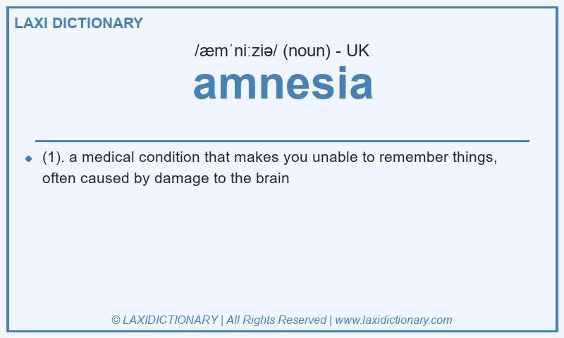 Definition amnesia in British English