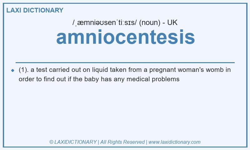 Definition amniocentesis in British English