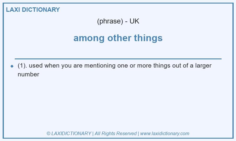 Definition among other things in British English