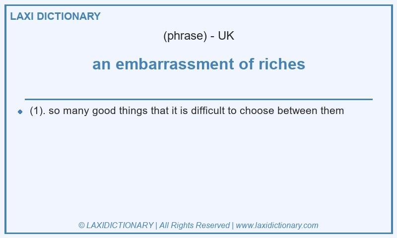 Definition an embarrassment of riches in British English