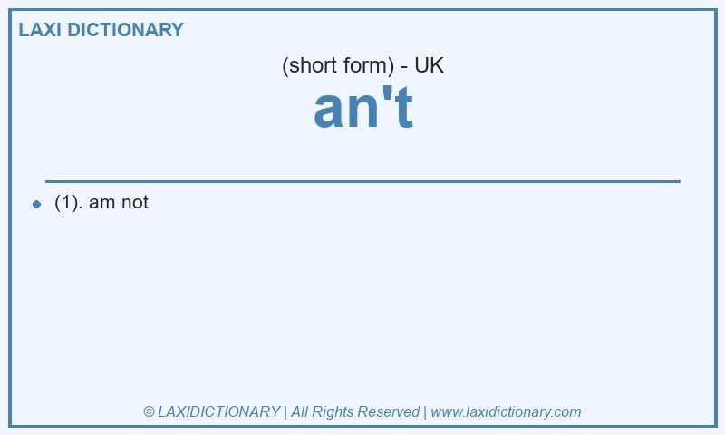 Definition an't in British English