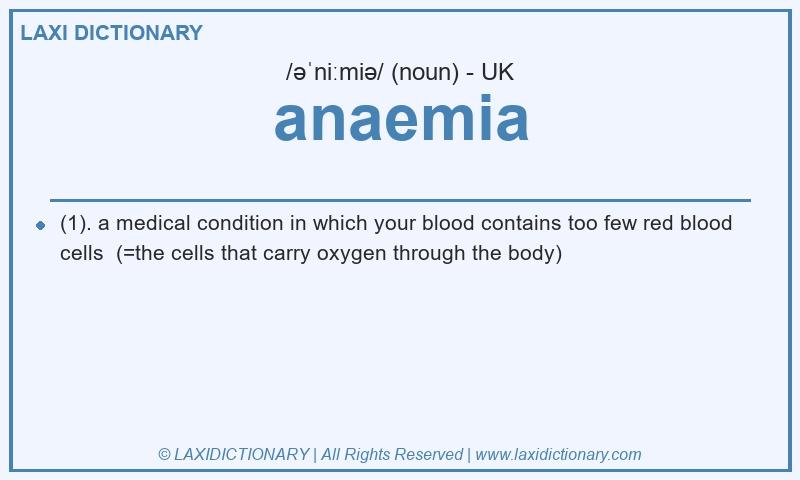 Definition anaemia in British English