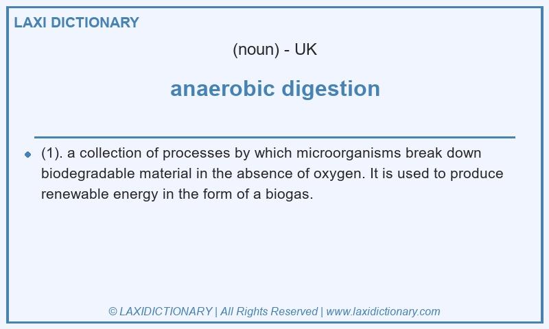 Definition anaerobic digestion in British English