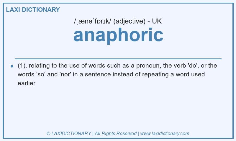 Definition anaphoric in British English