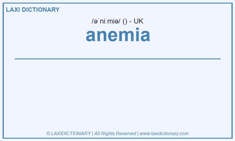 Definition anemia in British English