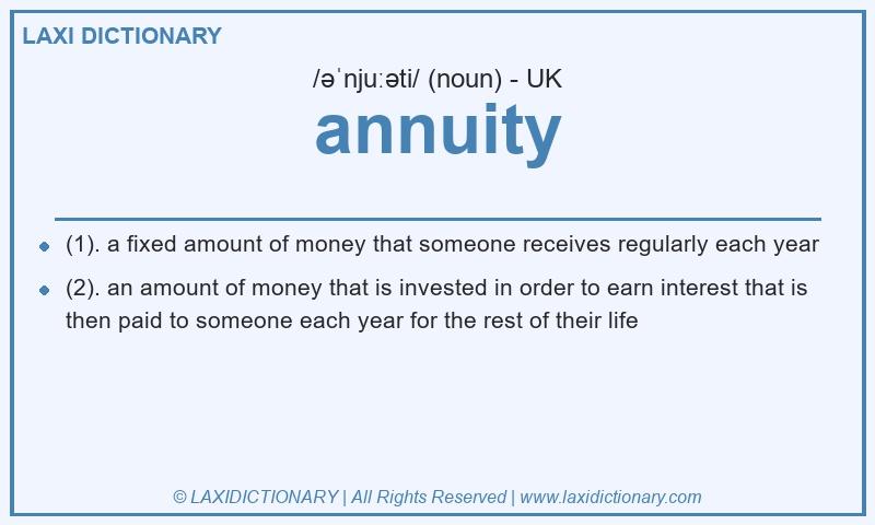Definition annuity in British English