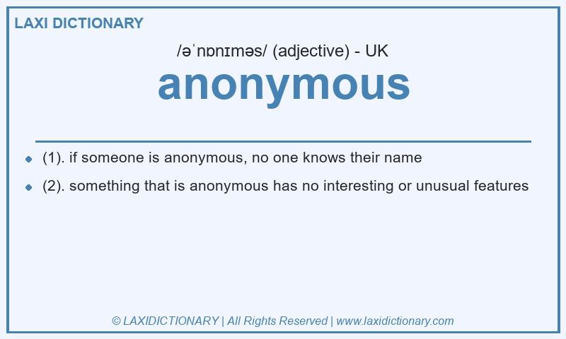 Definition anonymous in British English