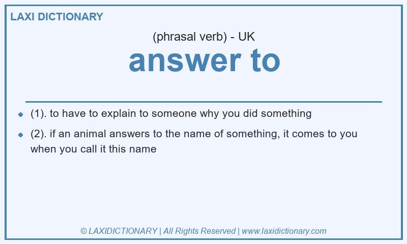 Definition answer to in British English