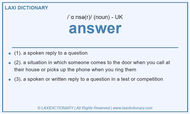 Definition answer in British English