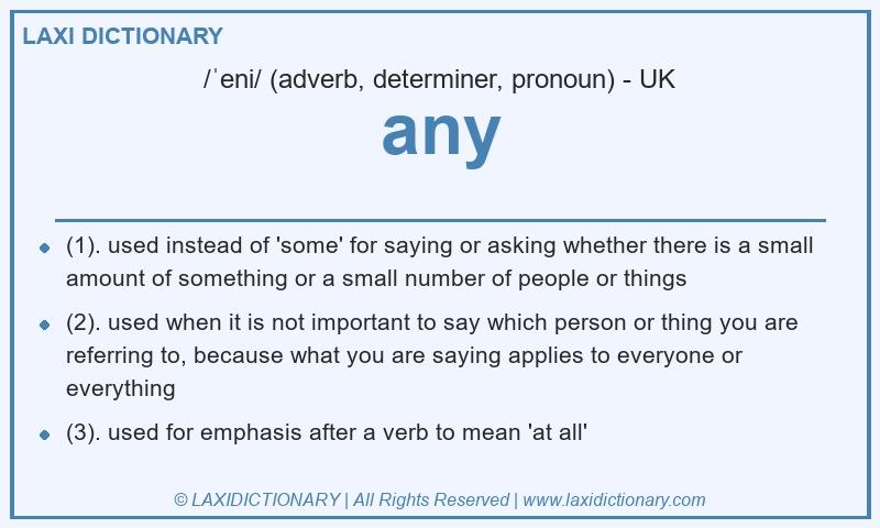 Definition any in British English